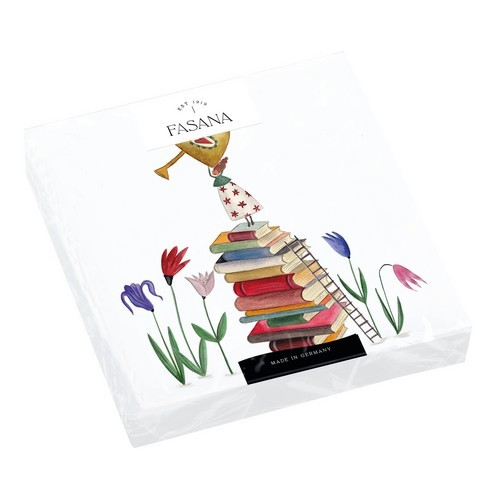 20 Flower Fairy napkins - woman on stack of books 33x33cm