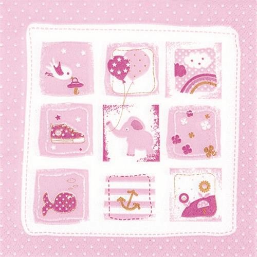 20 Napkins Little One rose - Baby moments pink 33x33cm