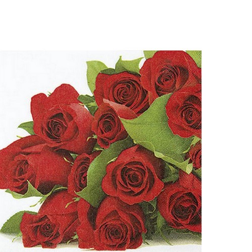 20 kleine Cocktailservietten Bunch of Roses - Unzählige rote Rosen 25x25cm