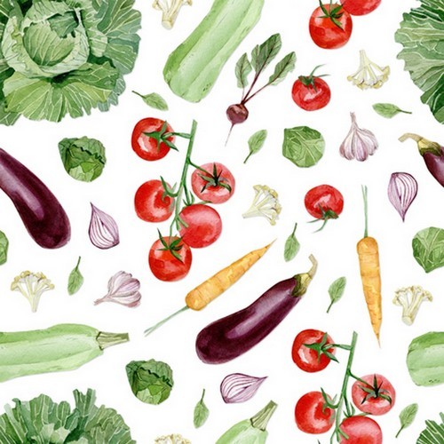 20 Veggie napkins - Vegetables for preparation 33x33cm