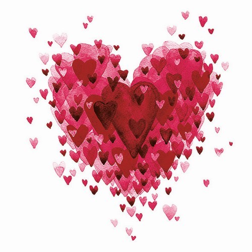 20 Servietten Heart of Hearts red - Herzen über Herz 33x33cm