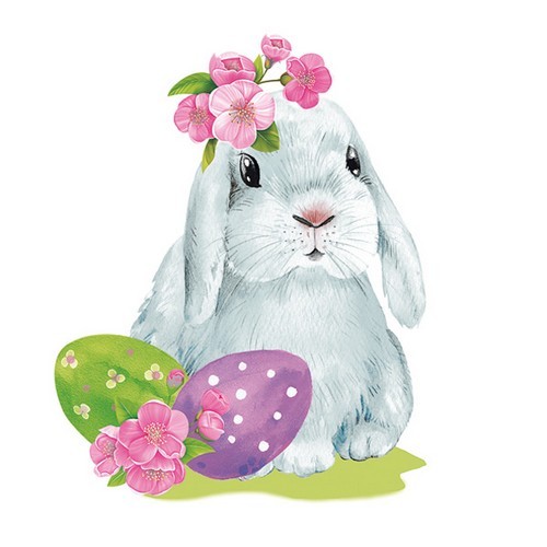 20 Servietten Watercolour Easter Bunny with Easter Eggs - Natürlicher Hase mit bunten Eiern 33x33cm