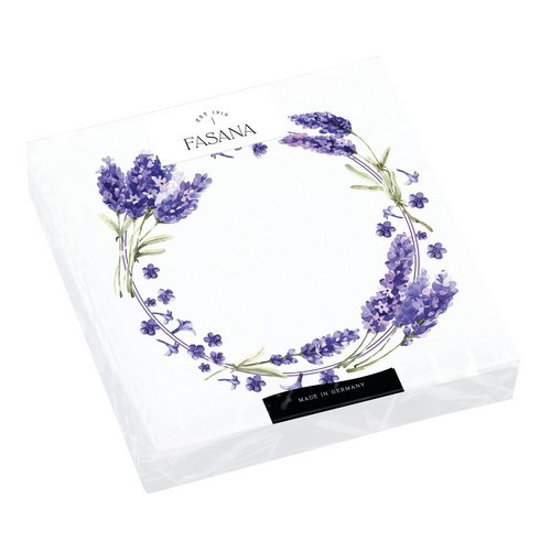 20 Servietten Lavender Wreath - Lavendelkranz auf weiß 33x33cm