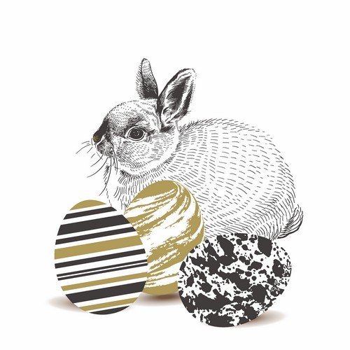20 napkins Marbled Eggs - Eggs on bunny black-gold 33x33cm