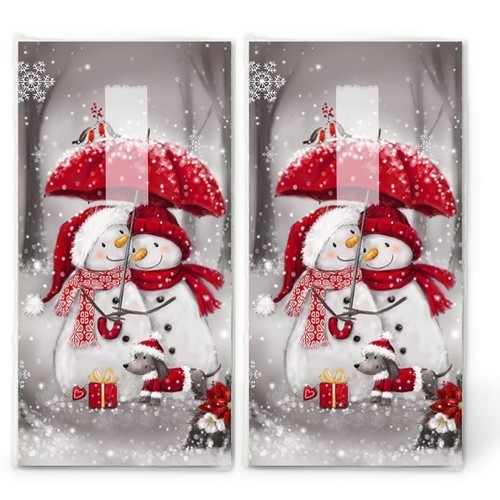 2x 10 Taschentücher Snowmen with Umbrella - Schneemänner mit Regenschirm