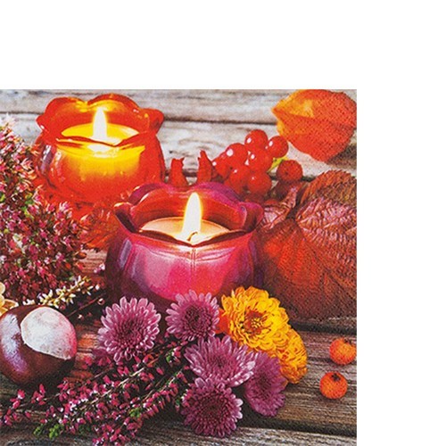 20 kleine Cocktailservietten Autumn Lantern - Kerzengläser im Herbst 25x25cm