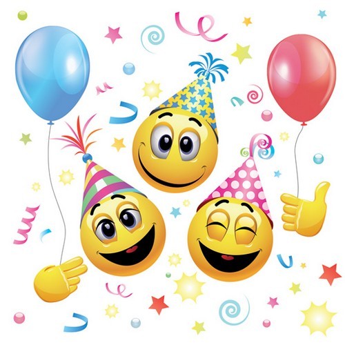 20 Servietten Smile Icons and Balloons - Emojis mit Partyballons 33x33cm