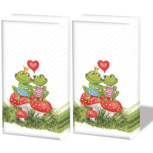 2x 10 Taschentücher Frogs in Love - Verliebte Frösche