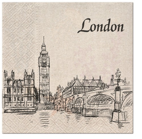20 Servietten Recycling Papier We care London City - Karikatur von London 33x33cm