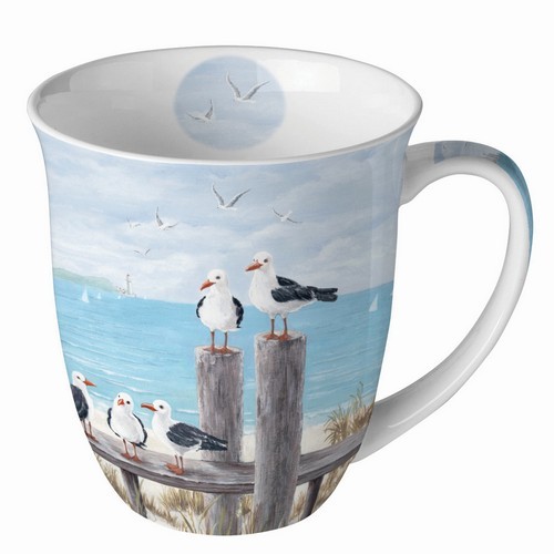 Porcelain mug Seagulls on the Dock - Seagulls on the shore 0.4L, height 10.5cm