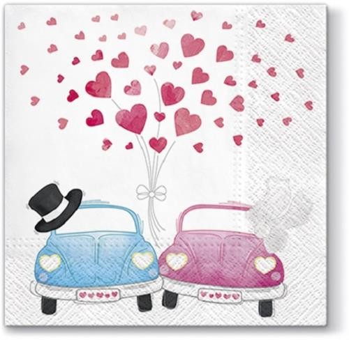 20 napkins Cars in Love - Cars under heart rain 33x33cm