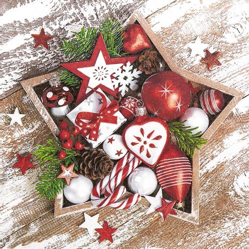 20 Servietten Star Arrangement - Weihnachtsdeko in Stern 33x33cm