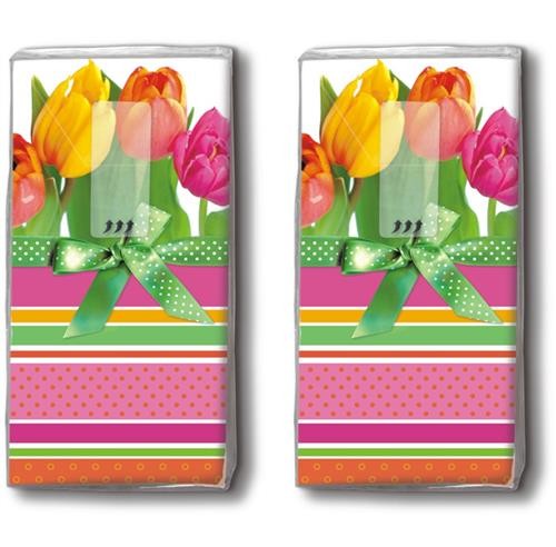 DP 10 Taschentücher Tulips and stripes - Tulpen und Streifen