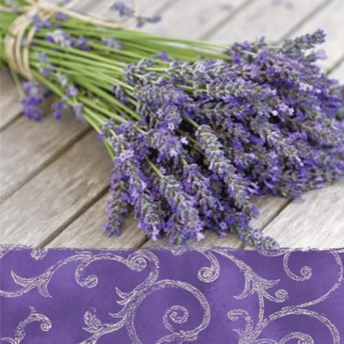 20 Servietten Lavender In the Country - Lavendelstrauß auf Holz 33x33cm