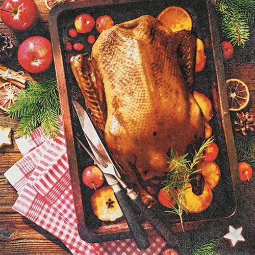 20 Servietten Holiday Roast - Weihnachtsbraten 33x33cm