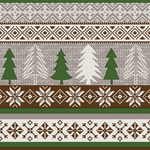 20 Servietten Knitted Trees green - Strickmuster mit Winterbäume 33x33cm