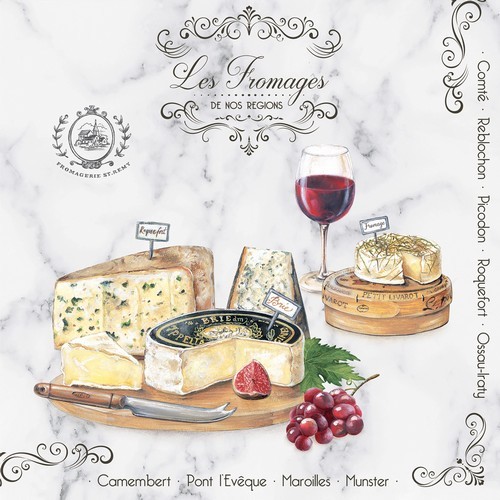 20 napkins Les Fromages - cheese to taste 33x33cm