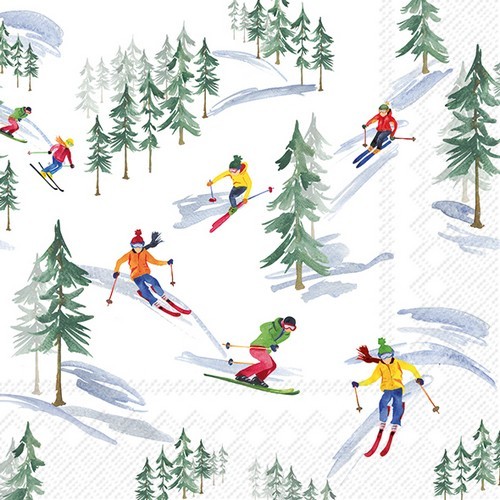 20 Servietten Down the Slope - Skifahren im Wald 33x33cm