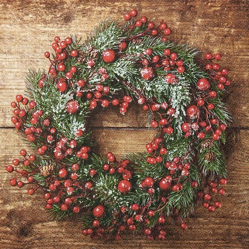 20 napkins Berry Wreath - wreath full of berries 33x33cm