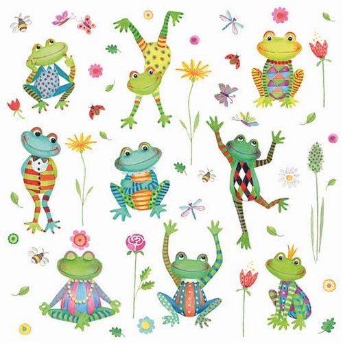 20 Servietten Happy Frogs - Tanzende Frösche 33x33cm