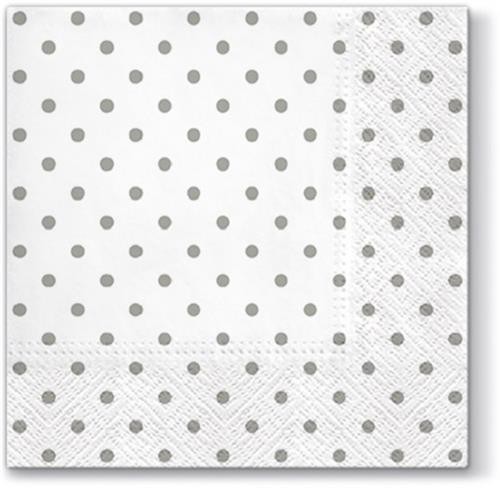 20 Servietten Basic Dots - Mini-Punkte grau auf weiß 33x33cm