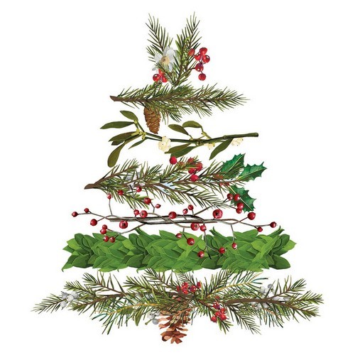 20 Servietten Christmas Arbor - Zweige zum Tannenbaum gelegt 33x33cm