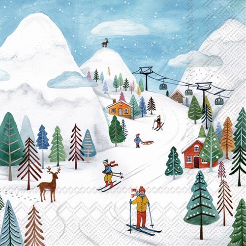 20 Servietten Winter Joy - Skifahren durch den Winter 33x33cm
