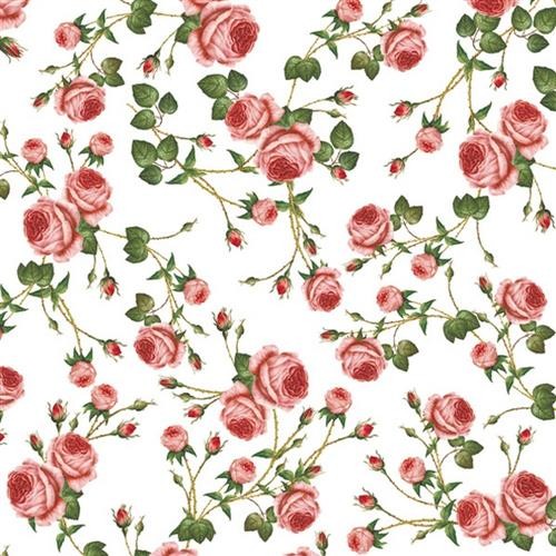 20 Servietten Small Roses white - Wachsende, kleine Rosen 33x33cm