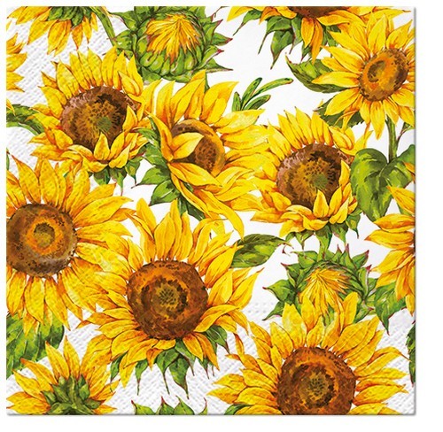 20 Servietten Dancing Sunflowers - Aufblühende Sonnenblumen 33x33cm