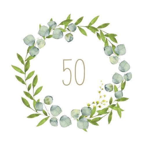 20 Servietten Birthday 50 - Goldene 50 im Kranz 33x33cm