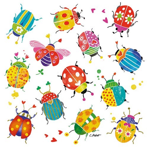 20 napkins Bug Party - Colorful bugs with pattern 33x33cm