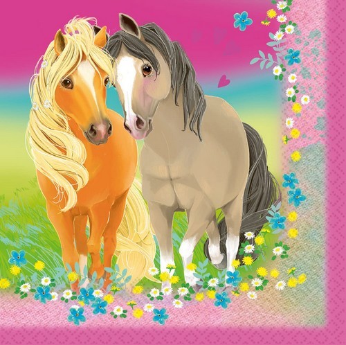 20 Servietten Pretty Pony - Zwei Freunde unter Pferden 33x33cm