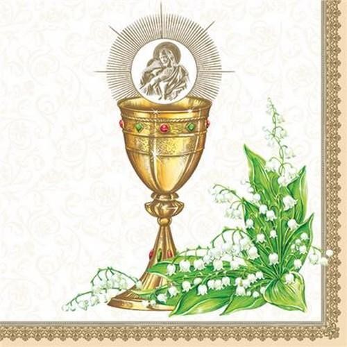 20 Servietten Chalice with Lilly of the Valley gold 33x33cm