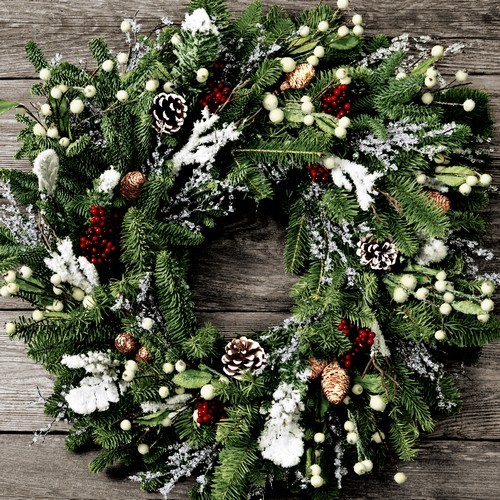 20 Servietten Frosty Wreath - Weihnachtskranz Natur 33x33cm