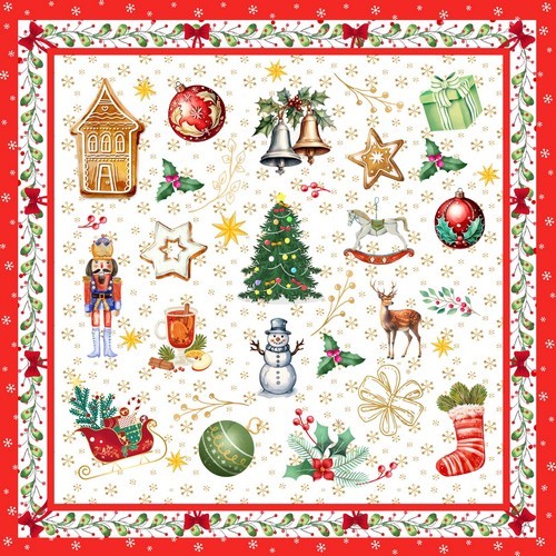 20 Servietten Cozy Christmas Time red - Gemütliche Weihnachten rot 33x33cm