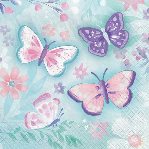 16 Flutter napkins - Charming butterflies 33x33cm