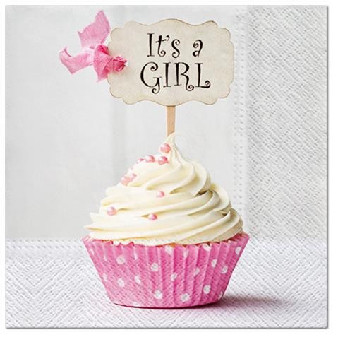 20 Servietten Pink Cupcake - Cupcake für Mädchen 33x33cm