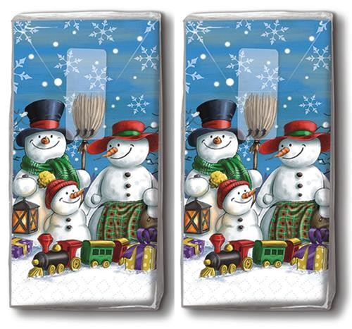 2x 10 Taschentücher Snowman family - Schneemannfamilie