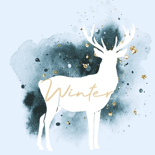 20 Napkins Watercolour Winter - Deer in water colors 33x33cm