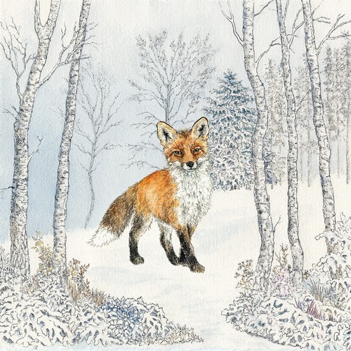 20 Servietten Renard Hiver - Fuchs im schneebedecktem Wald 33x33cm