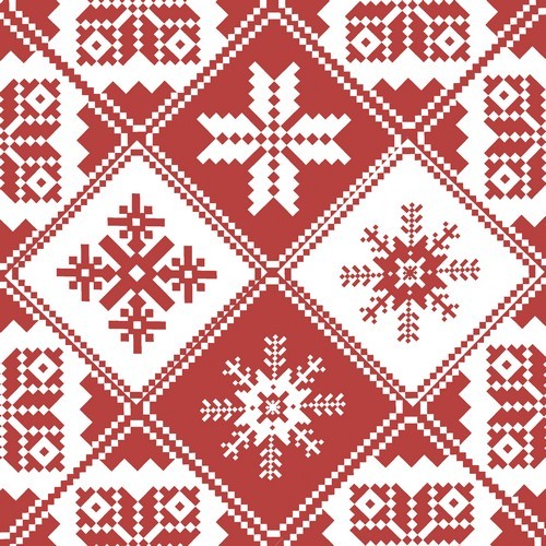 20 Servietten Traditions red - Warmes Wintermuster rot-weiß 33x33cm
