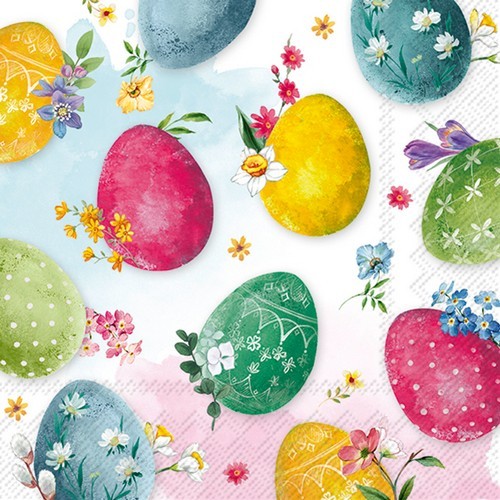 20 Servietten Eggs Painting - Eier mit bunten Mustern 33x33cm