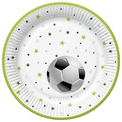 8 Pappteller Football with Stars - Fußball mit Sterne Ø23cm