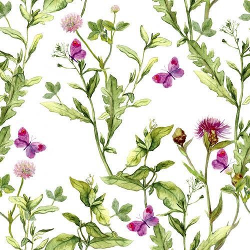 20 napkins Pink Spring - grasses in spring 33x33cm