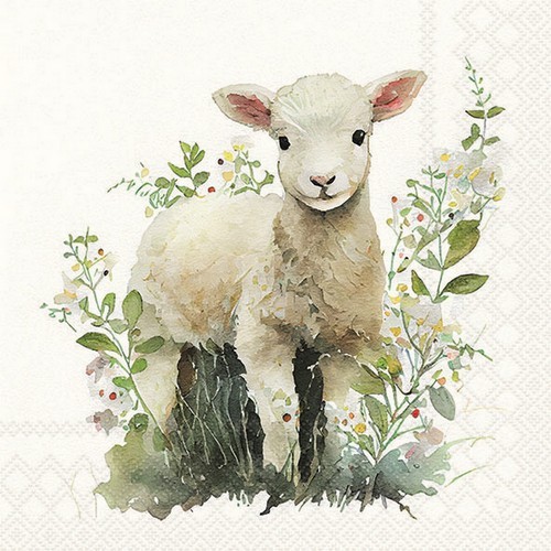 20 Servietten Lamb - Lamm an Gräser 33x33cm