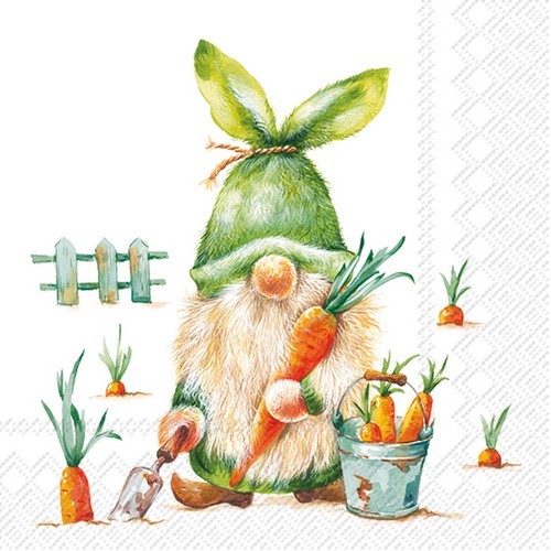 20 napkins Pascal - Dwarf as gardener 33x33cm
