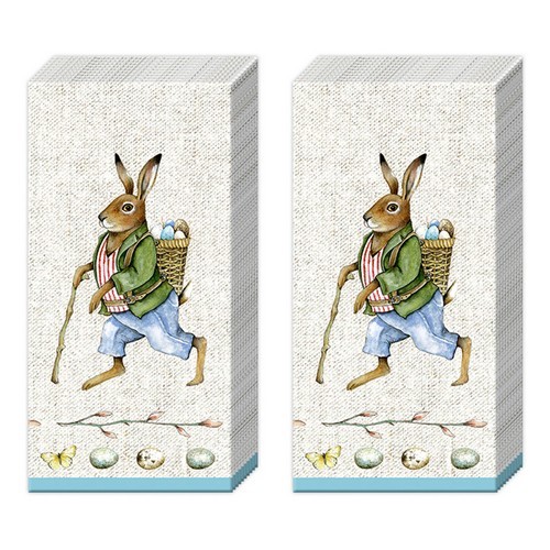 2x 10 Taschentücher Edward Rabbit - Spazierender Hase