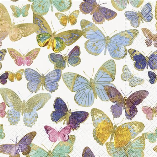 20 Servietten Golden Butterflies – Goldene Schmetterlinge 33x33cm
