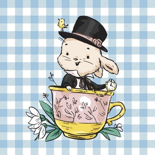 20 napkins Easter Cup - Bunny with top hat in cup 33x33cm
