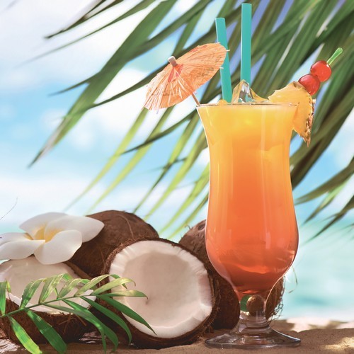 20 Servietten Fruity Tropic - Cocktail mit Kokosnuss 33x33cm